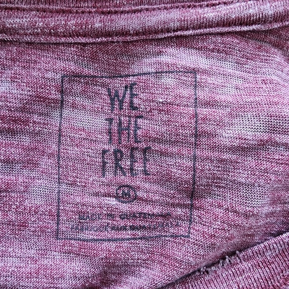 We The Free People Top Womens Medium Jordan Burnout Tee Merlot V‑Neck Oversized - Picture 4 of 6